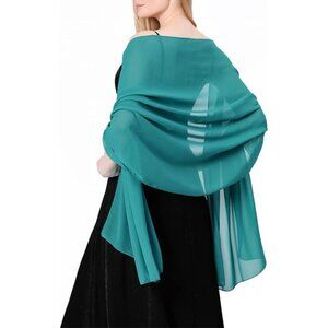 Women Emerald Elegant Soft Sheer Chiffon Stole Bride Wedding Shawls and Wraps